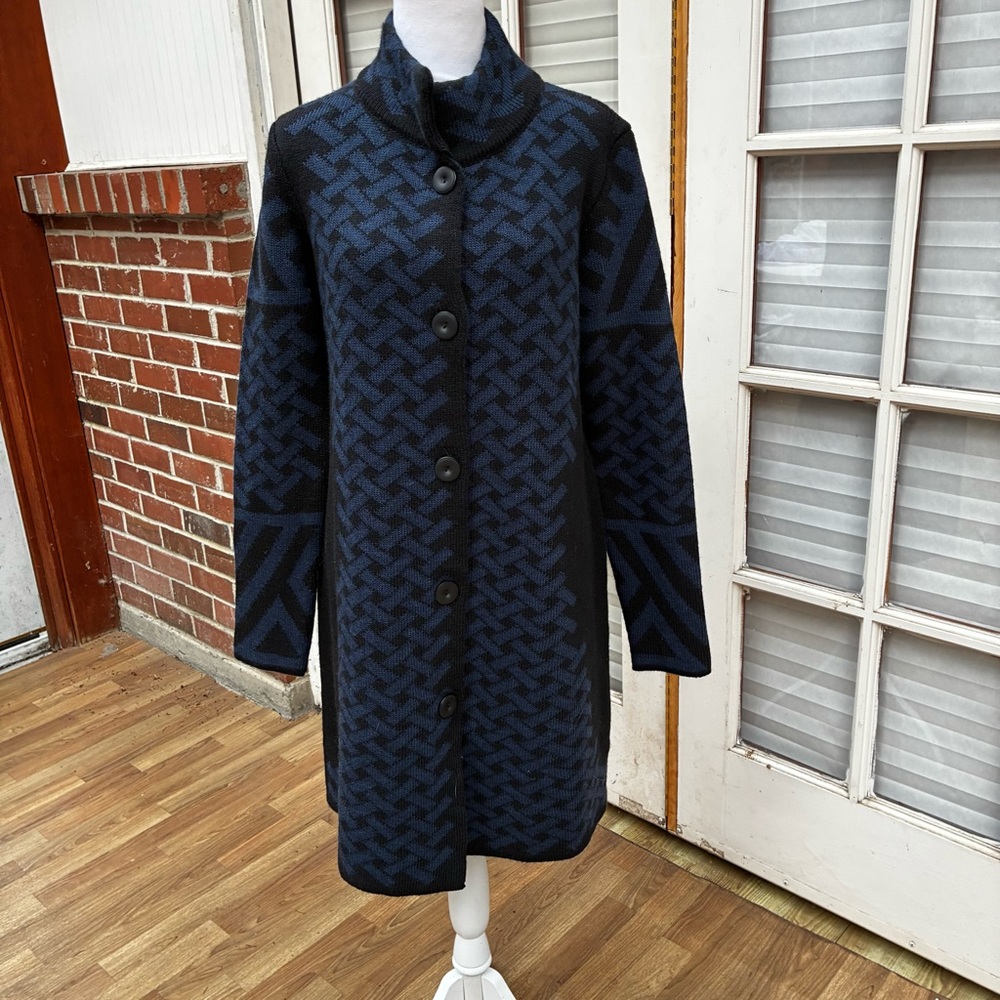 Cocogio Italian made heavy wool blend knit cardigan sweater size  large
